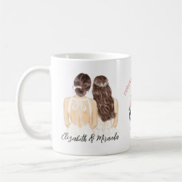 Caneca De Café Elegante Brown Floral Hear Bridesmaid Proposta