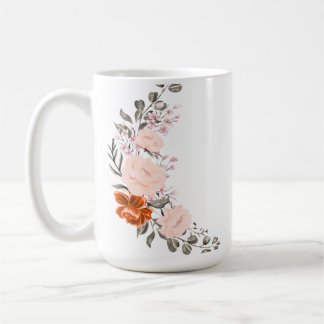 Caneca De Café Elegante Buquê Floral de Aquarela e Botânica