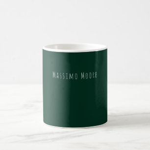 Caneca De Café Elegante Casual Simples Nome Próprio Verde Escuro