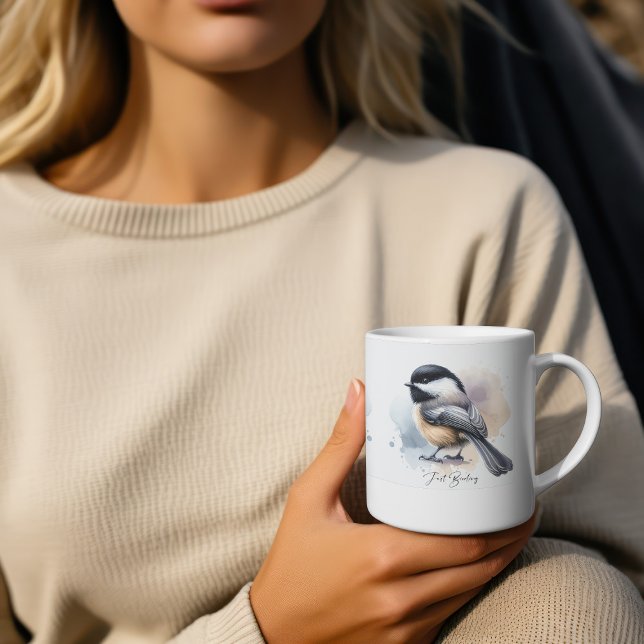 Caneca de Café Elegante Chapim-de-Cabeça-Preta (Criador carregado)