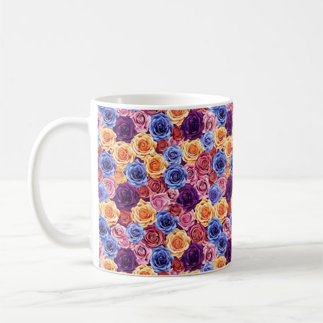 Caneca De Café Elegante Chic Colorido Moderno Rosas (Esquerda)