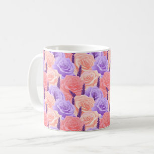 Caneca De Café Elegante Chic Colorido Moderno Rosas