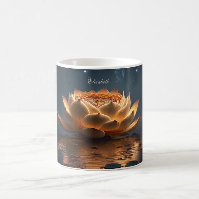 Caneca De Café Elegante Chic Gold Lotus Ioga (Centro)