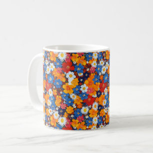 Caneca De Café Elegante Chique Colorido Moderno Flores