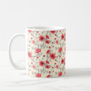 Caneca De Café Elegante Chique Estiloso Vintage Feminino Flores