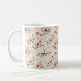 Caneca De Café Elegante Chique Estiloso Vintage Script Pastel Flo