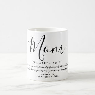 Caneca De Café Elegante Citação de Mãe em Letra Feminina 