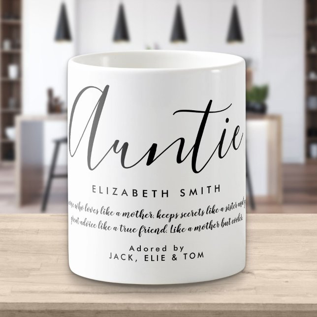 Caneca De Café Elegante Citação de Tia em Letra de Menina (Criador carregado)