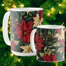 Elegante Clássico William Morris Poinsettia Feriad