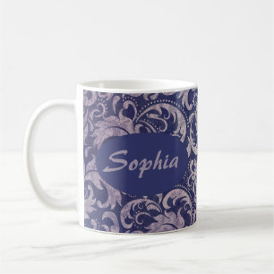 Caneca De Café Elegante Cor damasco roxa