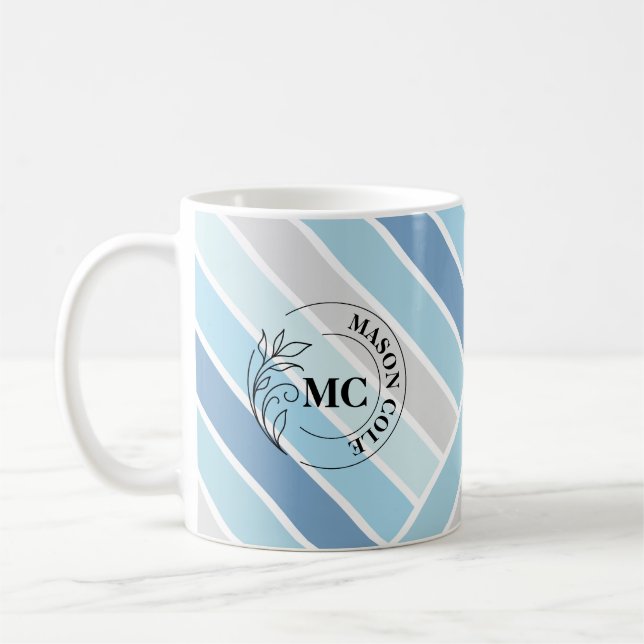 Caneca De Café Elegante De Lâmpadas Com Lâmpadas De Monograma (Esquerda)