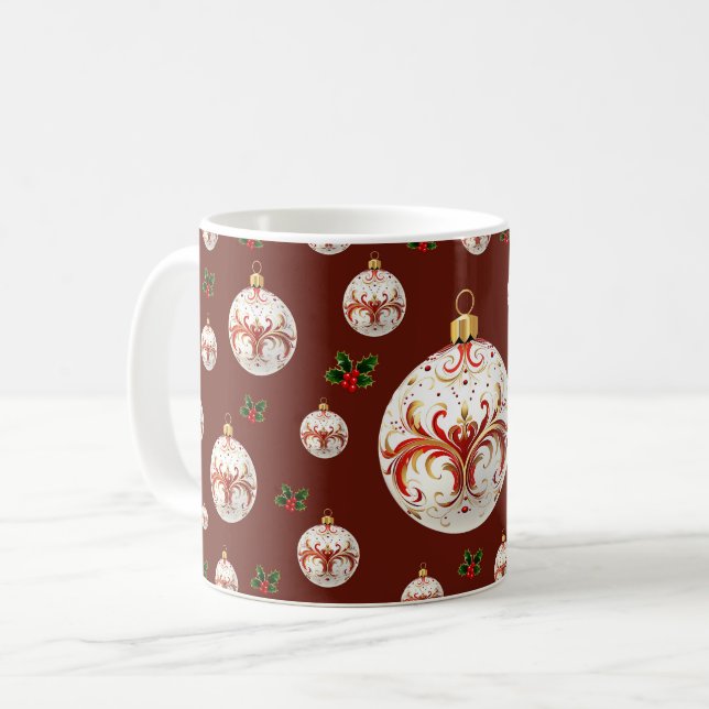 Caneca De Café Elegante decoração de Natal (Frente Esquerda)