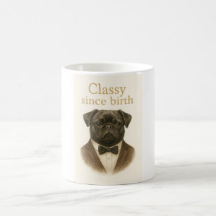 Caneca De Café Elegante Desde o Nascimento – Pug Preto