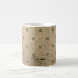 Caneca De Café Elegante Dia de São Patrício do Trevo, Couro
