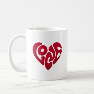 Caneca De Café Elegante Dia dos Namorados Coração Vermelho
