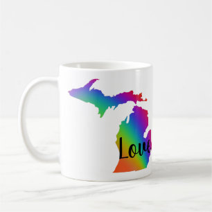 Caneca De Café Elegante do Michigan design de arco-íris colorido