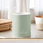 Caneca De Café Elegante do Monograma Moderno Minimalista Verde Sa<br><div class="desc">Apresentando nossa Coleção Elegante do Monograma Moderno Minimalista Verde: Elevem sua estética com sofisticação serena e elegância eterno. Nossa coleção mostra designs minimalistas em uma matiz verde tranquila, complementada por monogramas refinados adaptados ao seu estilo pessoal. De papelaria polida a acessórios versáteis, cada peça da nossa coleção é meticulosamente trabalhada...</div>