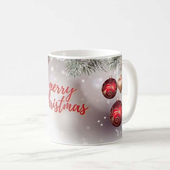Caneca De Café Elegante Dourada Maçã de Natal (Frente Esquerda)