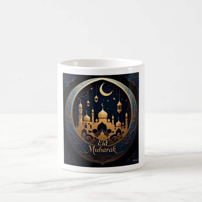 Caneca De Café Elegante Dourado Eid Mubarak (Centro)