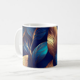 Caneca De Café Elegante Dourado Foliage Nature Design