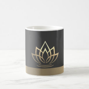 Caneca De Café Elegante Dourado Lotus, Yoga
