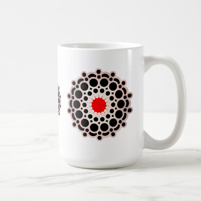 Caneca De Café Elegante Dourado Mandala Vermelho (Direita)