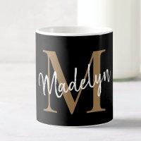 Elegante Dourado Monograma Girly Script Na moda
