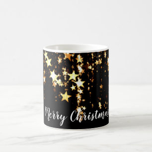 Caneca De Café elegante e moderno estrelas de ouro de Natal Feliz