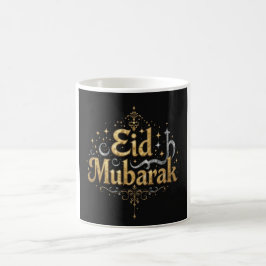 Caneca De Café Elegante Eid Mubarak - Tipografia Dourada