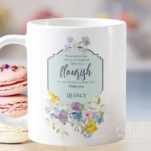Caneca De Café Elegante Escrito Floral de Primavera Personalizado