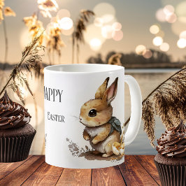 Caneca De Café Elegante Felz pascoa Bunny Watercolor