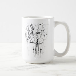 Caneca De Café Elegante Flamingo Flock Sketch
