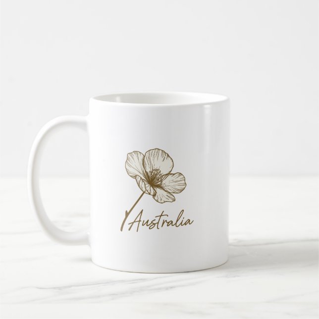 Caneca De Café Elegante Flor de Acácia Dourada Dia da Austrália 2 (Esquerda)