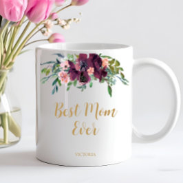 Caneca De Café Elegante Floral Melhor Mãe De Sempre