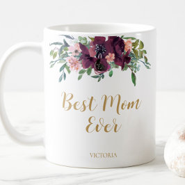 Caneca De Café Elegante Floral Melhor Mãe De Sempre