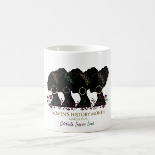 Caneca De Café Elegante Floral Mês da História das Mulheres Negra