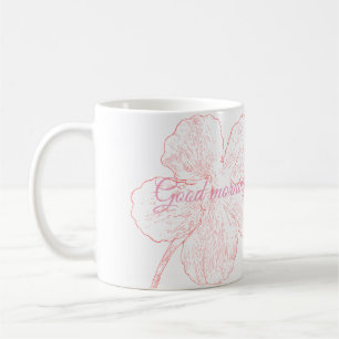 Caneca De Café Elegante Floral Rosa Bom Dia Bella
