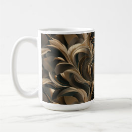 Caneca De Café Elegante Fluxo Botânico Dourado