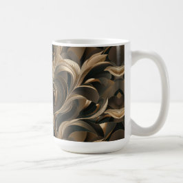 Caneca De Café Elegante Fluxo Botânico Dourado