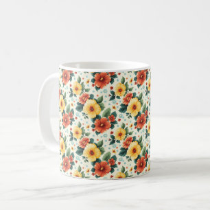 Caneca De Café Elegante Fofo Sofisticado Chic Romântico Floral