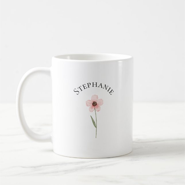 Caneca De Café Elegante Fofo Sofisticado Nomeado Romântico Floral (Esquerda)