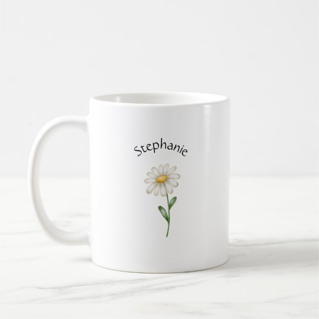 Caneca De Café Elegante Fofo Sofisticado Nomeado Romântico Floral (Esquerda)