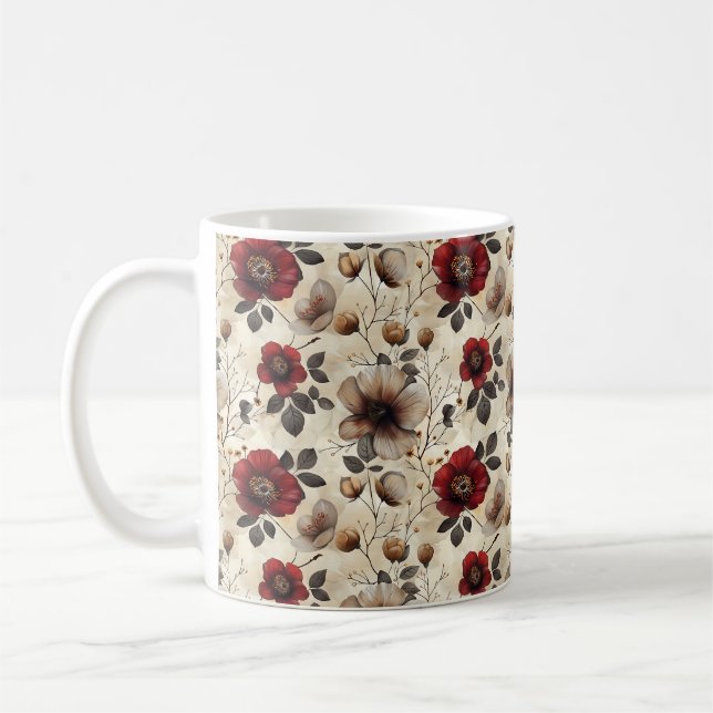Caneca De Café Elegante Fofo Sofisticado Rústico Romântico Floral (Esquerda)