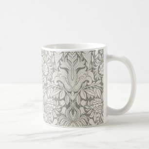 Caneca De Café elegante formal brocado de renda damasco branco