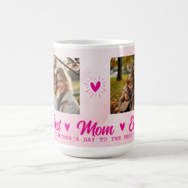 Caneca De Café Elegante Foto Texto Dia das Mães Aquarela Rosa