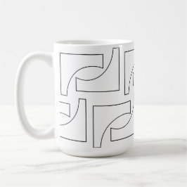 Caneca De Café Elegante Geométrico Preto e Branco Moderno