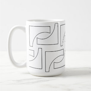 Caneca De Café Elegante Geométrico Preto e Branco Moderno