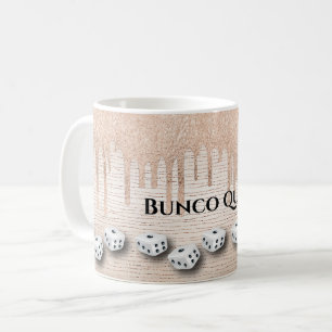 Caneca De Café Elegante Girly Sparkle Dice Bunco Monograma