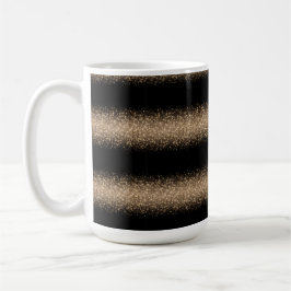 Caneca De Café Elegante Glitter Ombre Preto e Dourado