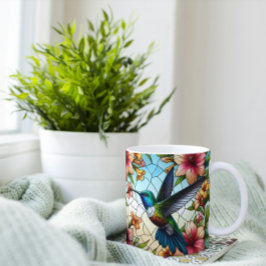 Caneca De Café Elegante Hummingbird com Efeito de Vidro Obtido